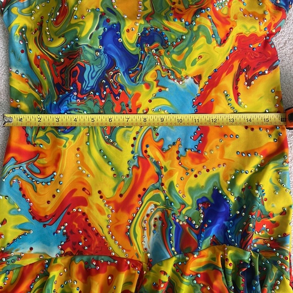 Custom Multicolored Latin Ballroom Dance Competition Dress - Picture 5 of 6